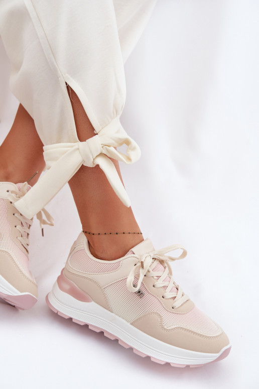 Sneakers model schoenen Dames met platform beige Lelmira