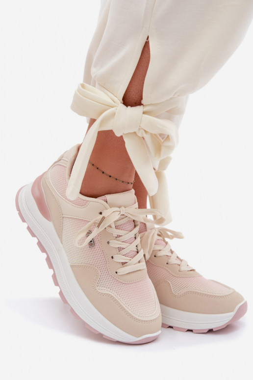 Chaussures modèle baskets Féminin avec une plateforme beige Lelmira