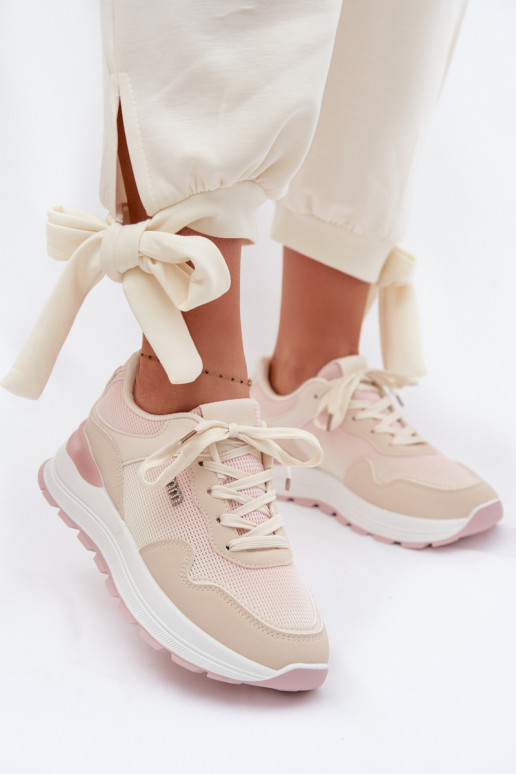 Sneakers model schoenen Dames met platform beige Lelmira