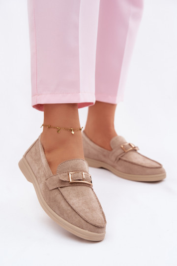 dames mocassins met gespen beige Belinae 2
