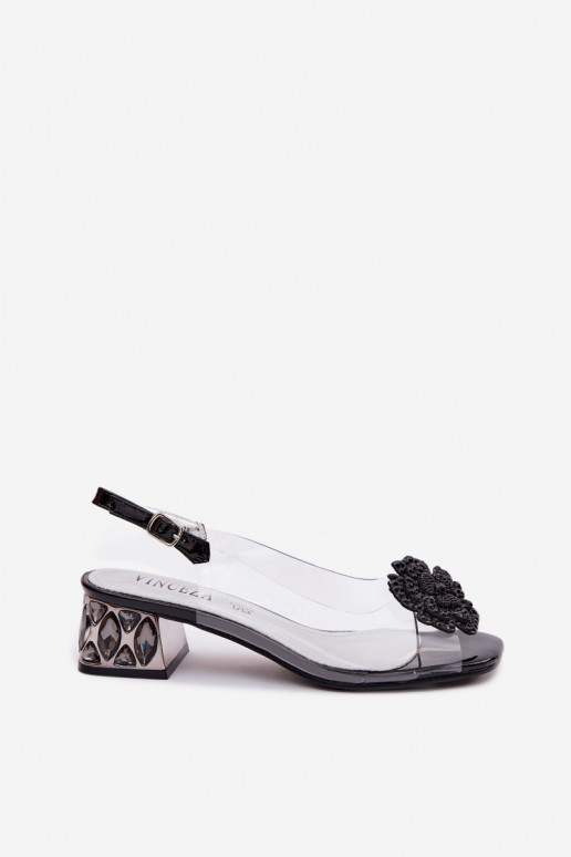 des sandales Voir à travers Klocke aux yeux brillants I avec des fleursem Vinceza 70122 couleur noire