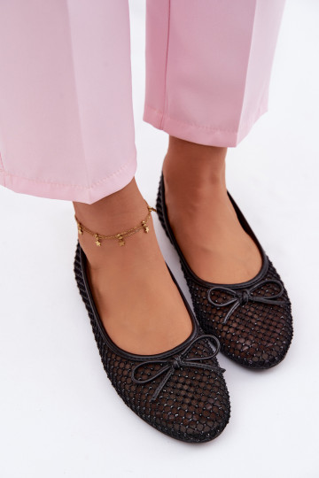 Ballerines en filet avec décoration Vinceza 62270 noires