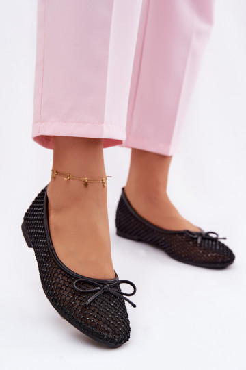Ballerines en filet avec décoration Vinceza 62270 noires 2
