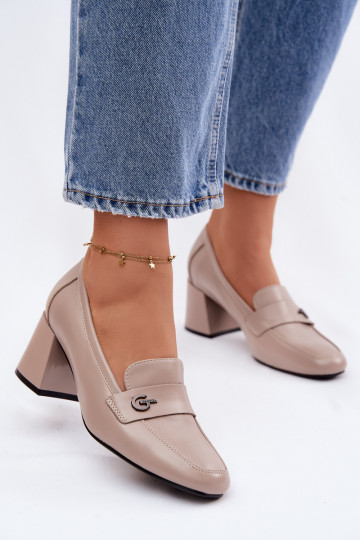 Leder Damen Schuhe mit Absätzen Vinceza 18119 sandfarben