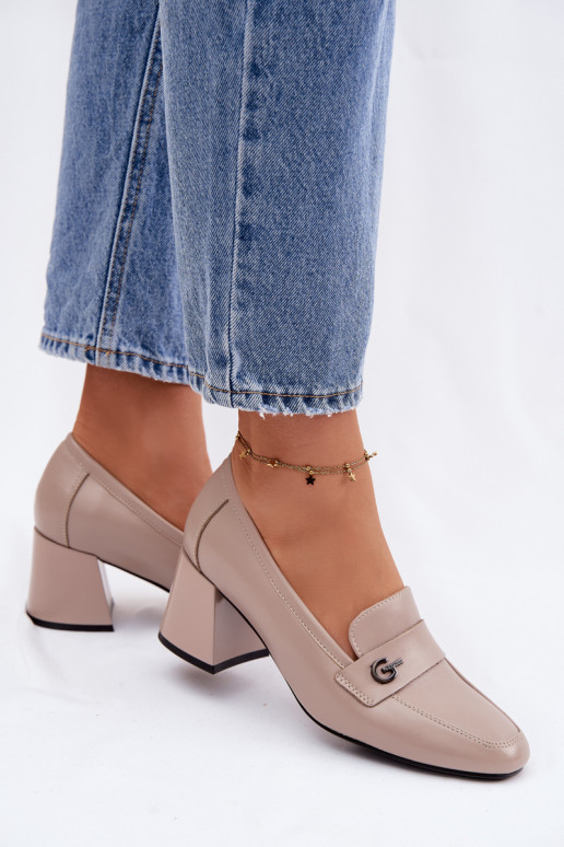 Peau chaussures Féminin avec des talons Vinceza 18119 beige