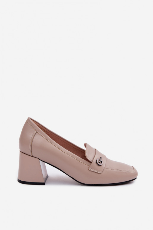 Peau chaussures Féminin avec des talons Vinceza 18119 beige