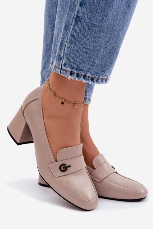 Leer schoenen Dames met hakken Vinceza 18119 beige