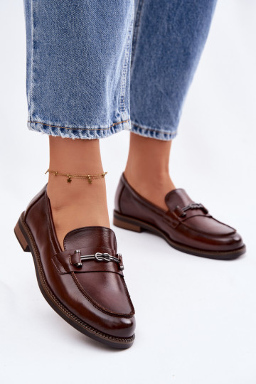 mocassins pour femmes Peau Vinceza 18132 marron 2