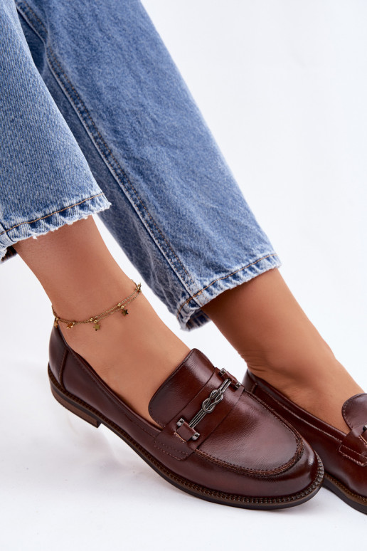 mocassins pour femmes Peau Vinceza 18132 marron