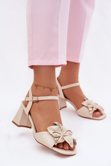 Sandales à talons hauts pour femme Avec des décorations Une fleur Vinceza 20283 beige 2