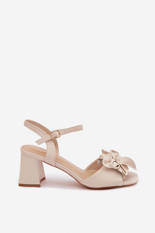 Sandales à talons hauts pour femme Avec des décorations Une fleur Vinceza 20283 beige