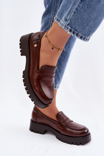 Mocassins en cuir pour femmes Vinceza 18125 couleur marron