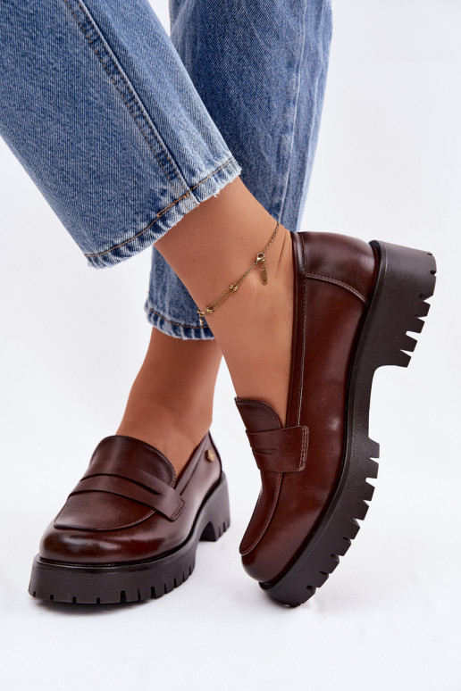 Peau mocassins pour femmes Vinceza 18125 marron