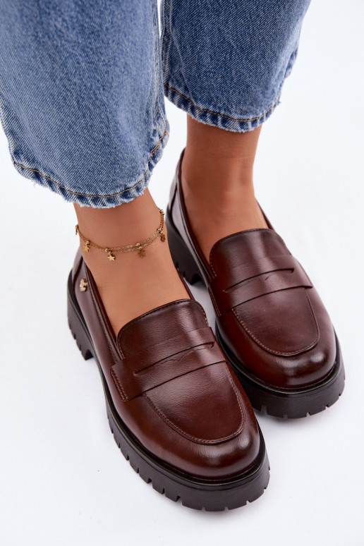 Leer dames mocassins Vinceza 18125 bruine kleur