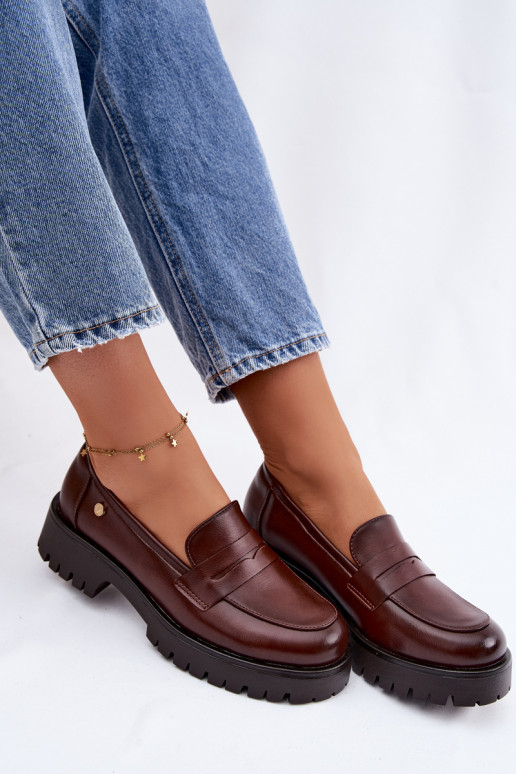 Leer dames mocassins Vinceza 18125 bruine kleur