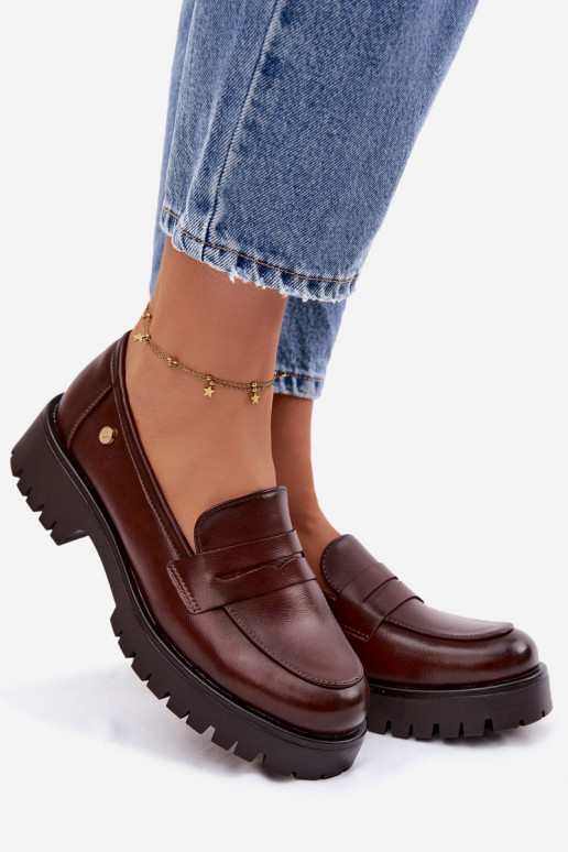 Leer dames mocassins Vinceza 18125 bruine kleur