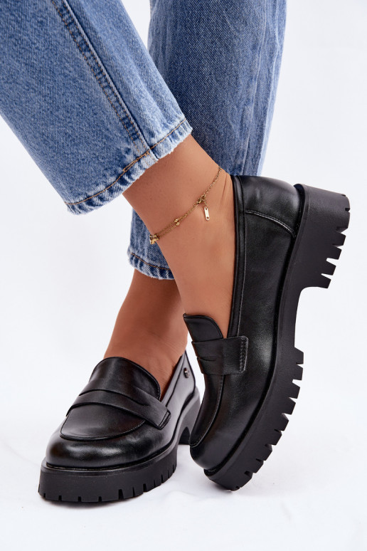 Peau mocassins pour femmes Vinceza 18125 couleur noire