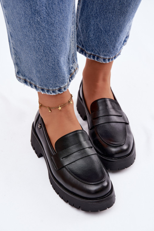 Peau mocassins pour femmes Vinceza 18125 couleur noire