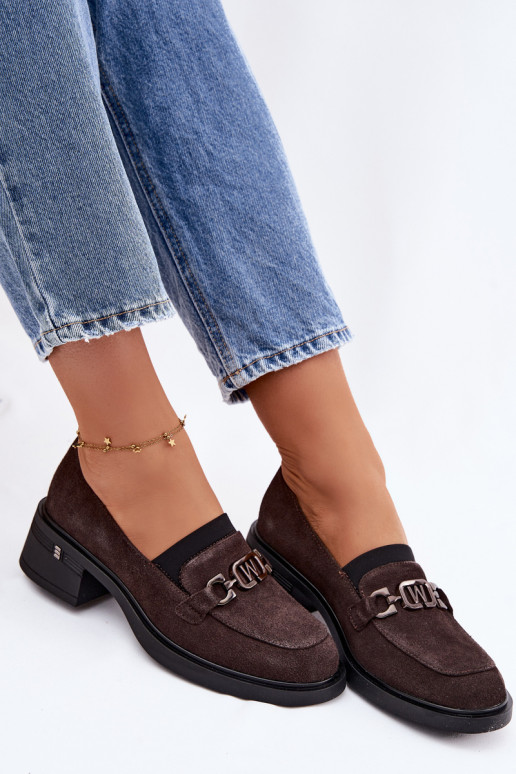 Schuhe Mokassins für DamenErmöglichtturalnego aus INildlederu Auf niedrigem Absatz Vinceza 18127 CzekoladoZue