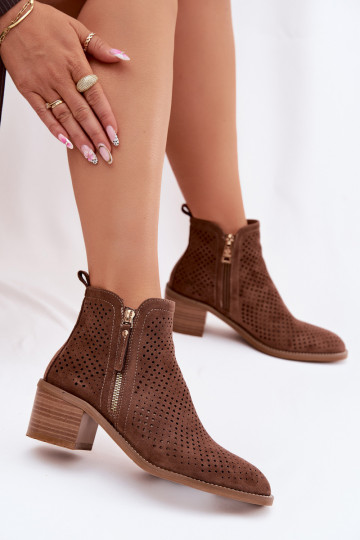 Bottes ajourées Féminin avec des talons Vinceza 58621 marron