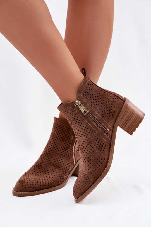 Bottes ajourées Féminin avec des talons Vinceza 58621 marron
