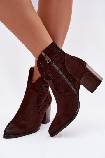 Bottines pour femmes avec éléments ajourés Vinceza 58640 couleur chocolat