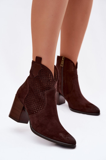 Bottines pour femmes avec éléments ajourés Vinceza 58640 couleur chocolat 2