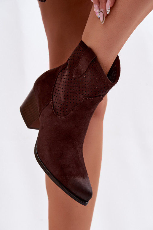 Bottes ajourées style coÀ-boy Féminin avec des talons Vinceza 58150 CzekoladoÀe