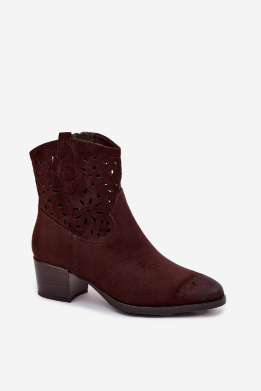 Bottes ajourées Féminin avec des talons Vinceza 58452 Czekolada