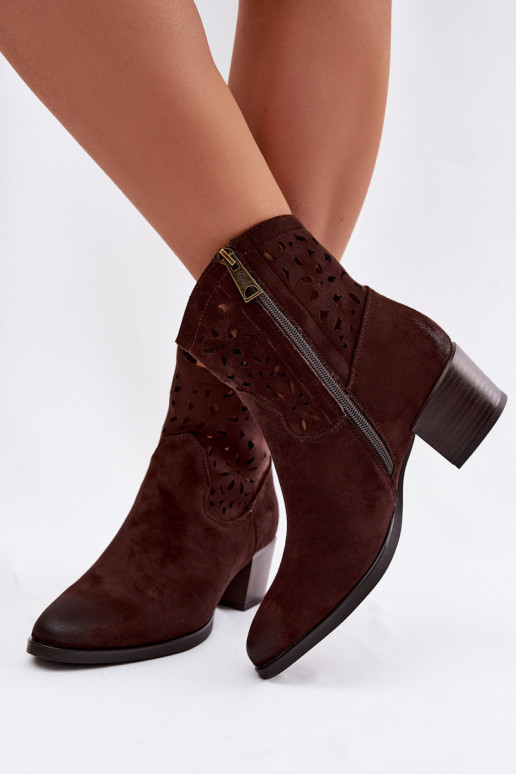 Bottes ajourées Féminin avec des talons Vinceza 58452 Czekolada