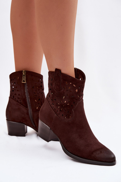 Bottes ajourées Féminin avec des talons Vinceza 58452 Czekolada