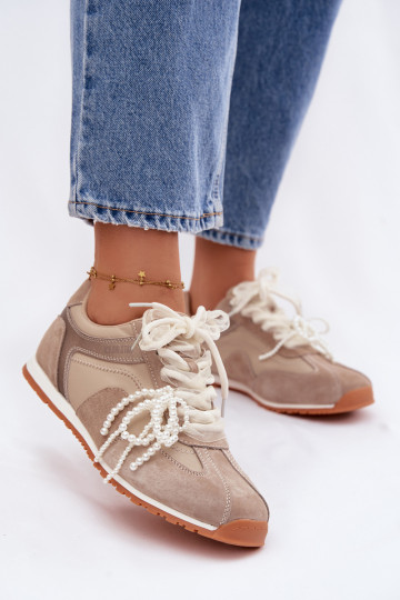 Peau en daim Chaussures modèle baskets Féminin Big Star TT274677 beige 2