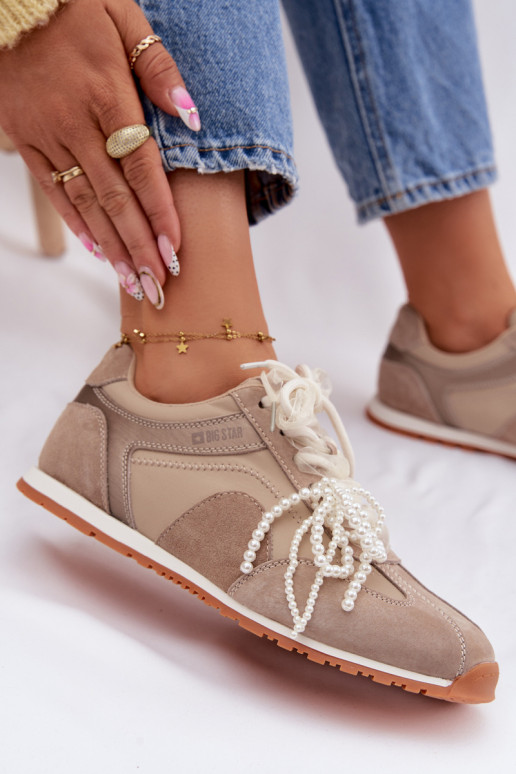 Peau en daim Chaussures modèle baskets Féminin Big Star TT274677 beige