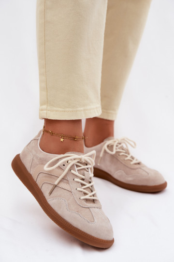 Leer van suède Sneakers model schoenen Dames laag beige Perinae