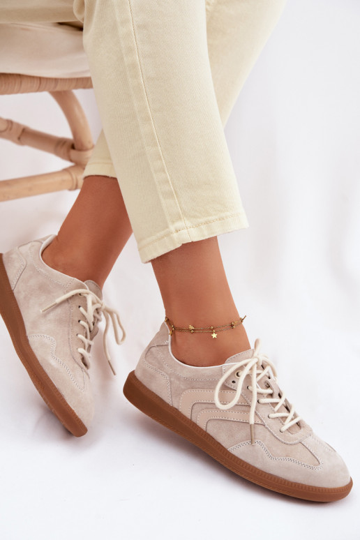 Peau en daim Chaussures modèle baskets Le bas des femmes beige Perinae