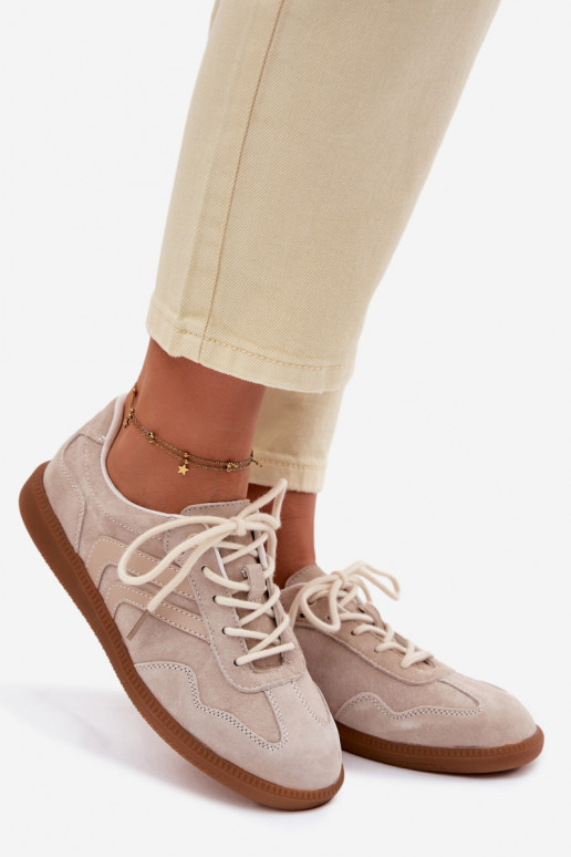 Peau en daim Chaussures modèle baskets Le bas des femmes beige Perinae