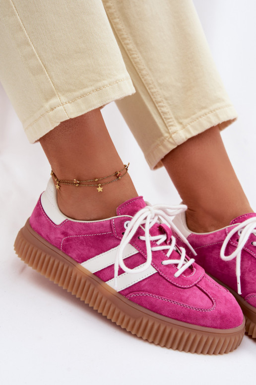 en daim Chaussures modèle baskets Féminin avec une plateforme couleur rose Il fautrisae