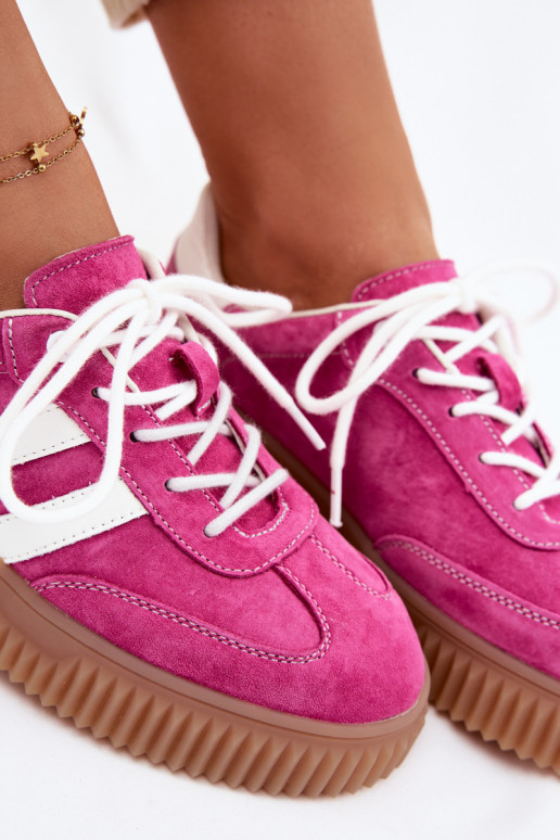 en daim Chaussures modèle baskets Féminin avec une plateforme couleur rose Il fautrisae