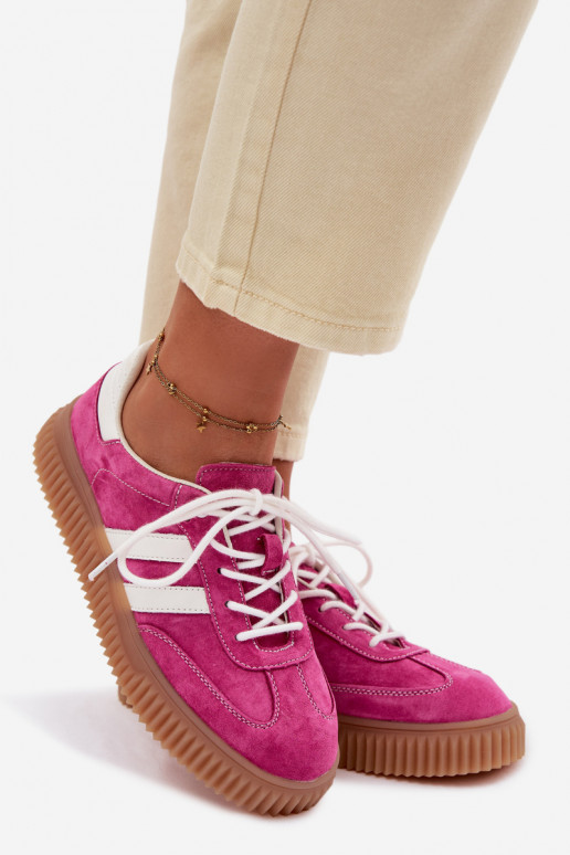 en daim Chaussures modèle baskets Féminin avec une plateforme couleur rose Il fautrisae