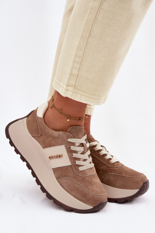 Sneakers Stilvollllschuhe Feminin mit einer PlattformErmöglichtturalnego aus INildlederu Beige Rosinae
