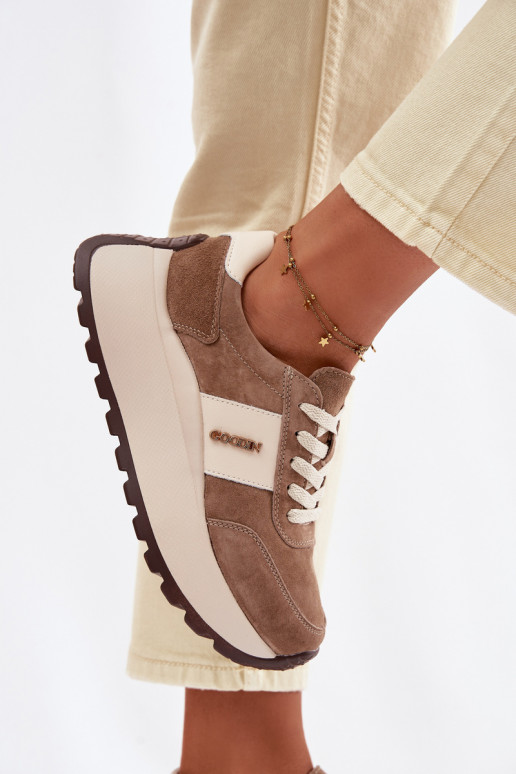 Sneakers Stilvollllschuhe Feminin mit einer PlattformErmöglichtturalnego aus INildlederu Beige Rosinae