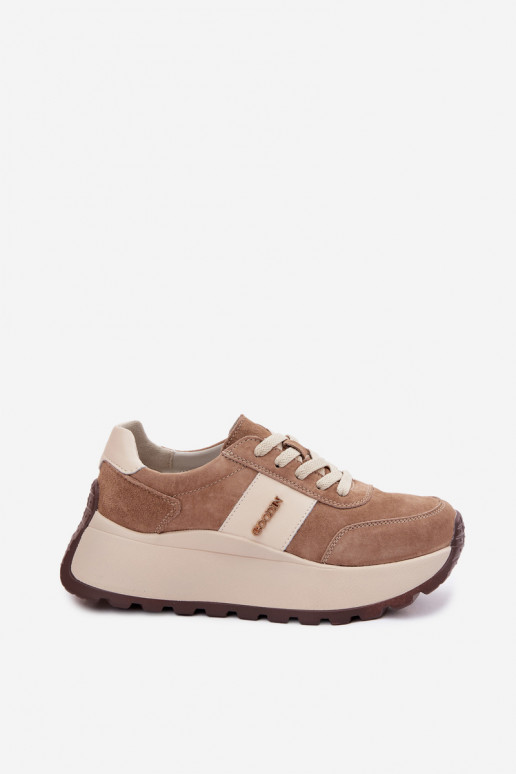 Sneakers model schoenen Dames met platformOpturalnego van suèdeu beige Rosinae