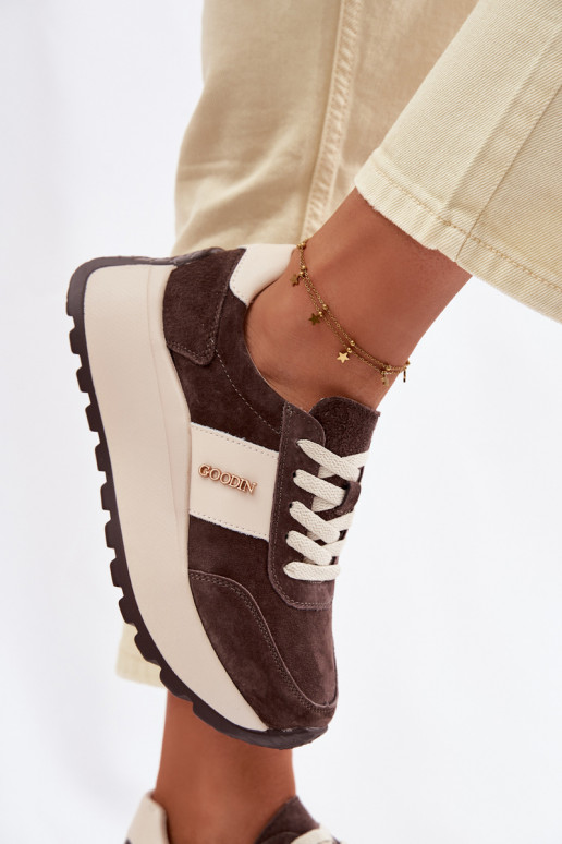 Sneakers Stilvollllschuhe Feminin mit einer PlattformErmöglichtturalnego aus INildlederu CzekoladoZue Rosinae