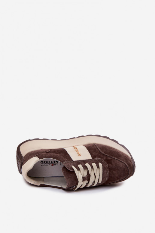 Chaussures modèle baskets Féminin avec une plateformeActivéturalnego en daimu CzekoladoÀe Rosinae