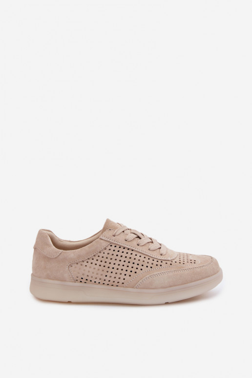 Peau en daim Chaussures modèle baskets Féminin avec des éléments ajourés beige Almora