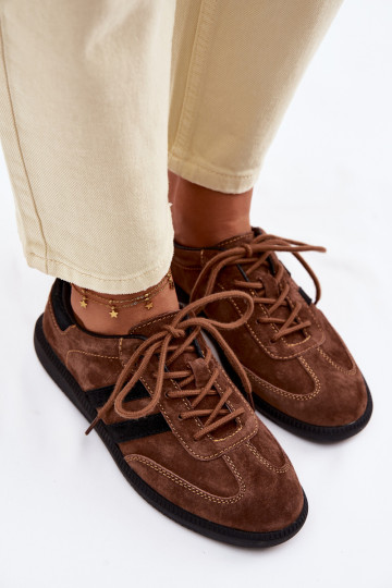 Leer van suède Sneakers model schoenen Dames bruine kleur Ismina