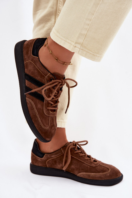 Haut aus INildleder Sneakers Stilvollllschuhe Feminin braune Farbe Ismina