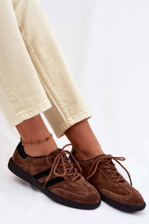 Haut aus INildleder Sneakers Stilvollllschuhe Feminin braune Farbe Ismina