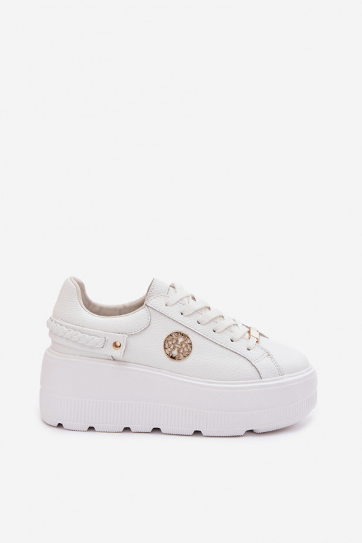 Peau Chaussures modèle baskets Féminin avec une plateforme D&A LR61-7095 couleur blanche