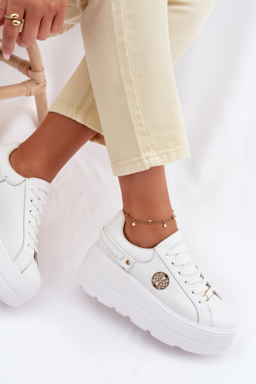 Haut Sneakers Stilvollllschuhe Feminin mit einer Plattform D&A LR61-7095 Zueiße Farbe